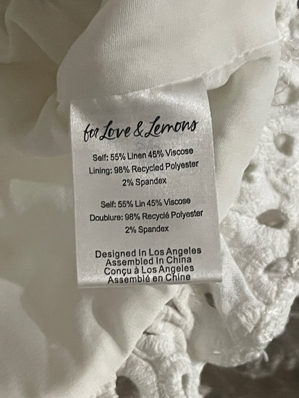 FOR LOVE & LEMONS White Eyelet Puff Sleeve Crop Top Lace Pouf Shoulder Medium - Picture 5 of 8